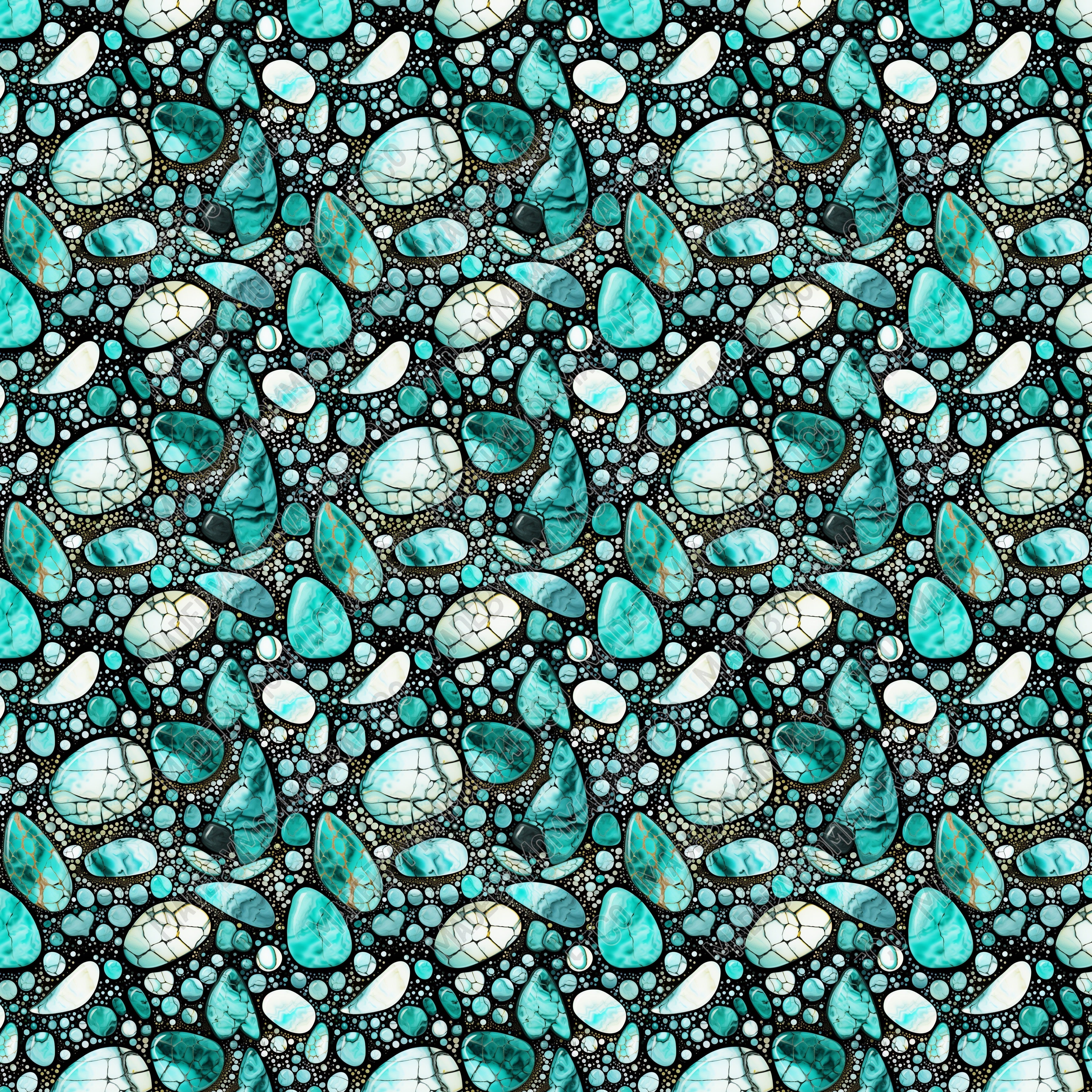 Turquoise Stone Pattern 4 - Vinyl Or Waterslide Seamless Wrap
