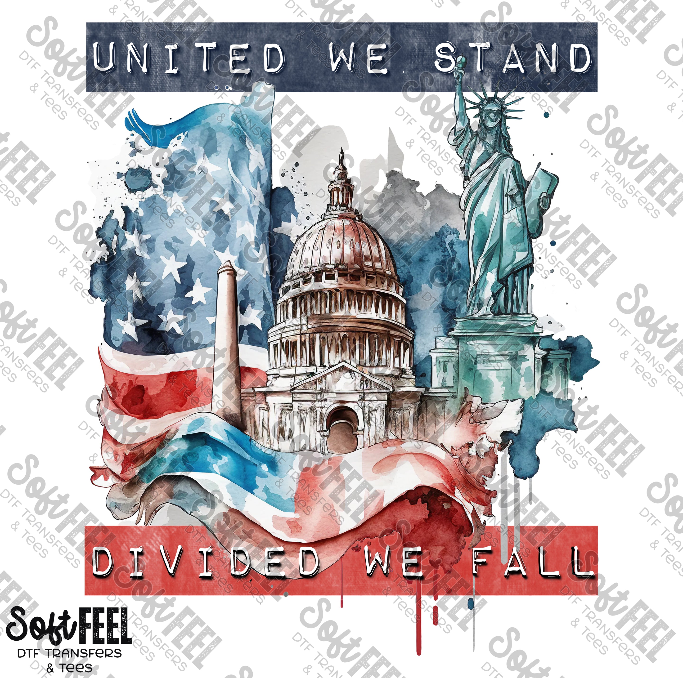 United We Stand - Men&#39;s / Patriotic - Direct To Film Transfer / DTF - Heat Press Clothing Transfer
