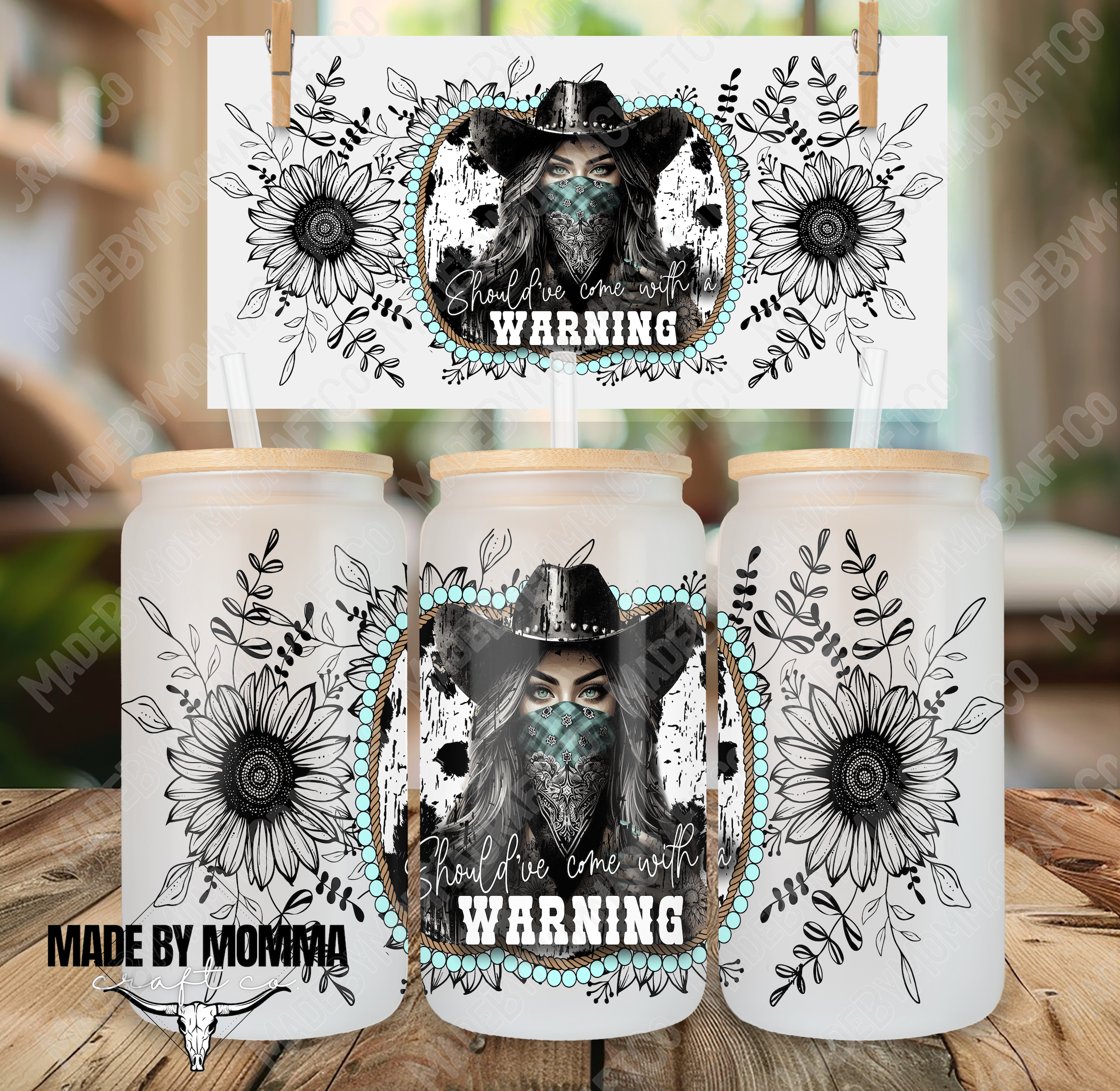 Warning Cowgirl 16oz UV DTF or Sublimation Wrap