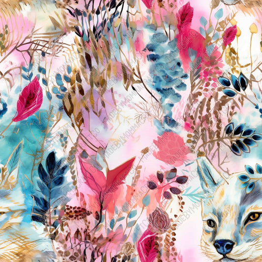 Watercolor Bright Floral Cat - Vinyl Or Waterslide Seamless Wrap
