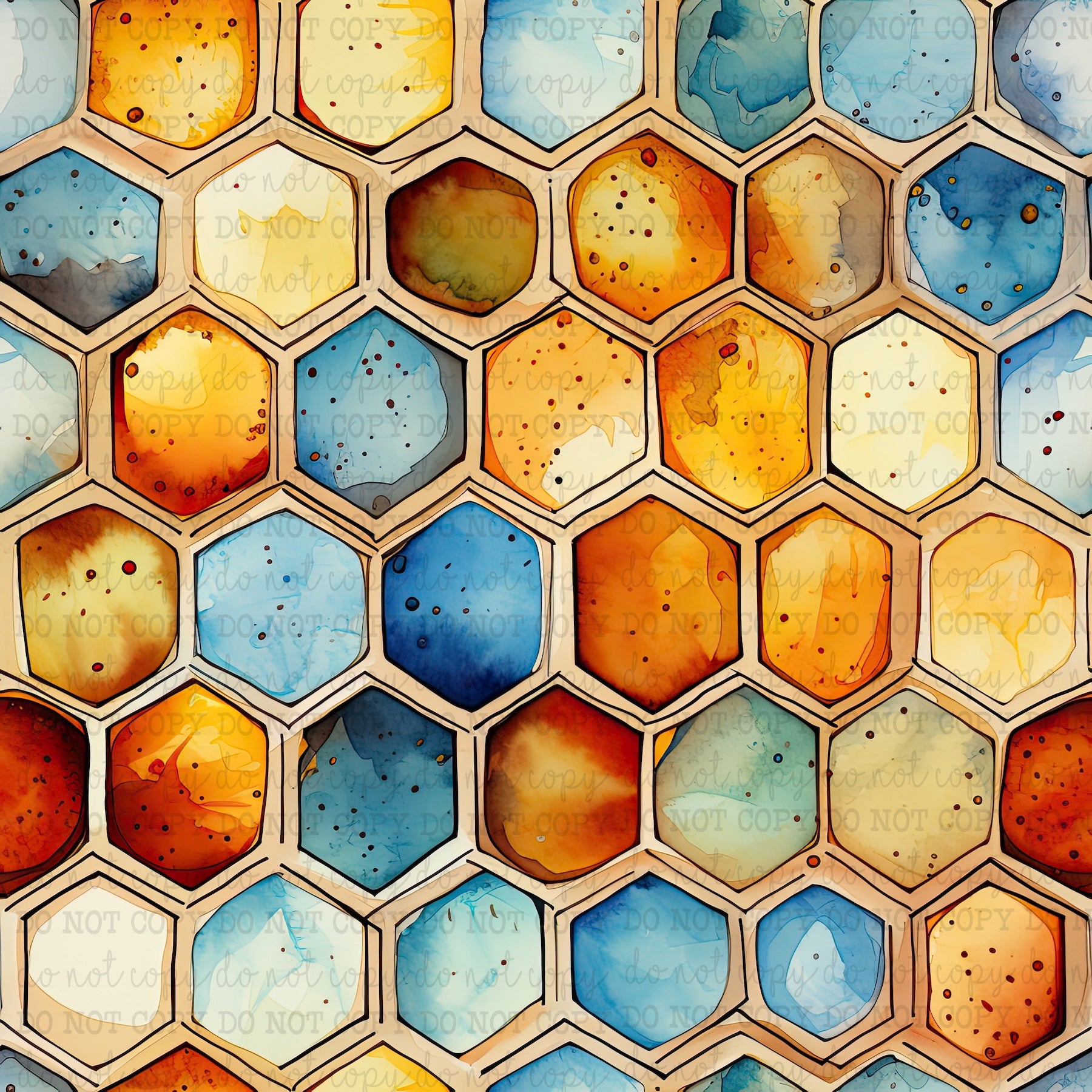 Watercolor Colorful Honeycomb - Vinyl Or Waterslide Seamless Wrap