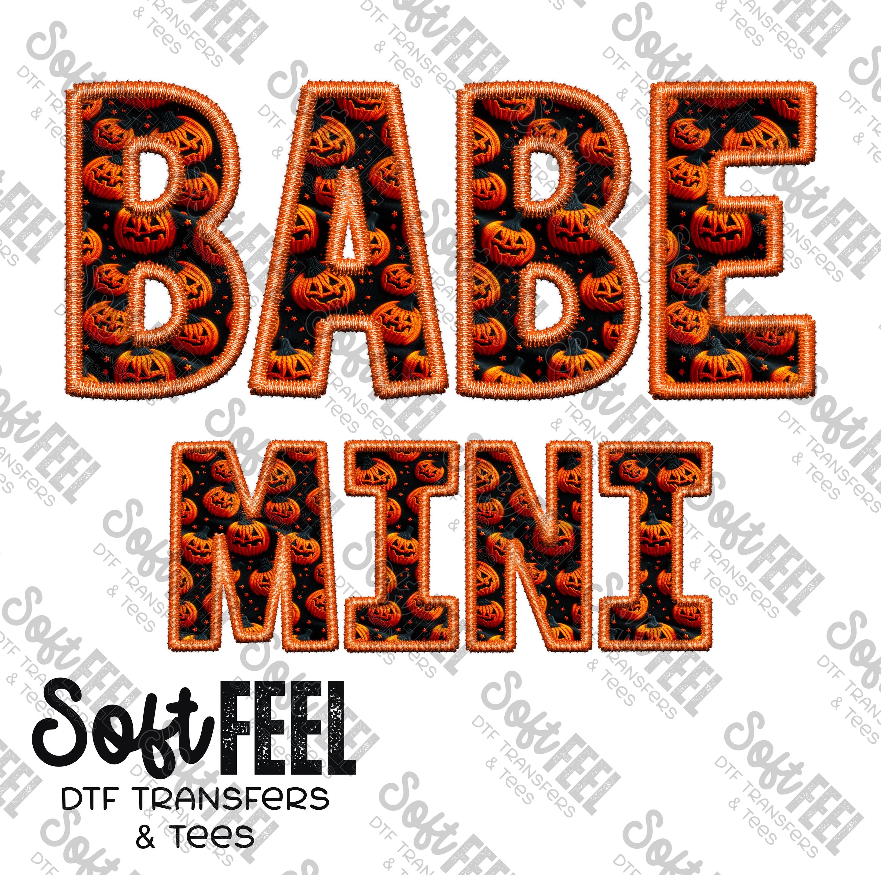Pumpkin Halloween Faux Embroidery - Mama Mini Set / Youth / Women&#39;s - Direct To Film Transfer / DTF - Heat Press Clothing Transfer