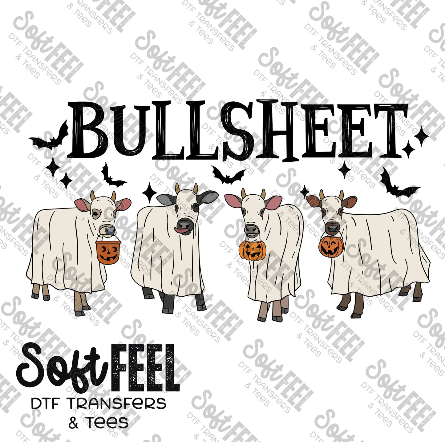 BullSheet Ghost Cows - Halloween Horror / Country Western - Direct To Film Transfer / DTF - Heat Press Clothing Transfer