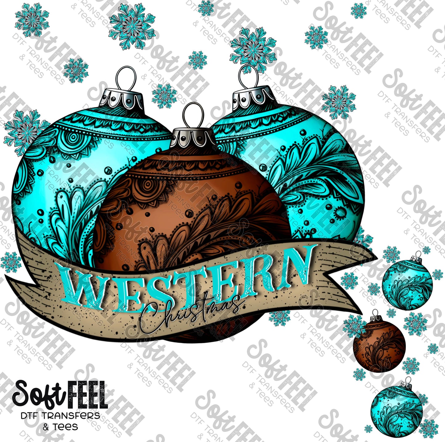 Western Christmas Ornaments with Sleeves - Christmas - Direct To Film Transfer / DTF - Heat Press Clothing Transfer