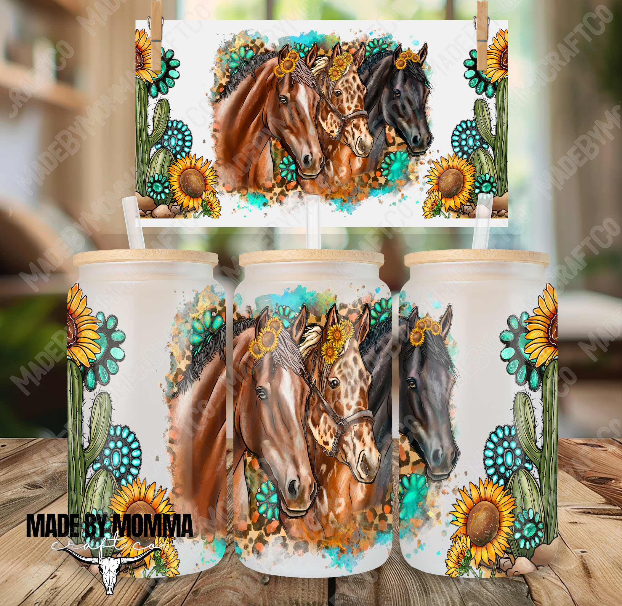Horses Western 16oz UV DTF or Sublimation Wrap