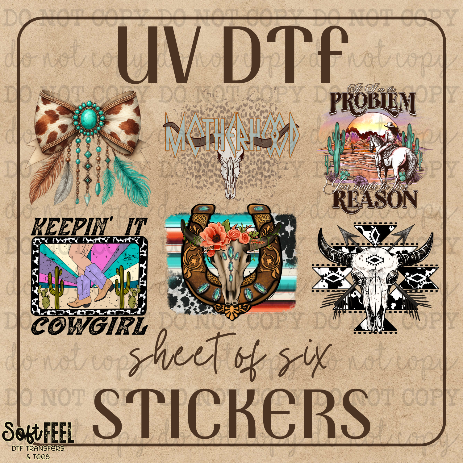 Keepin' It Cowgirl Sheet of UVDTF Sticker Decals