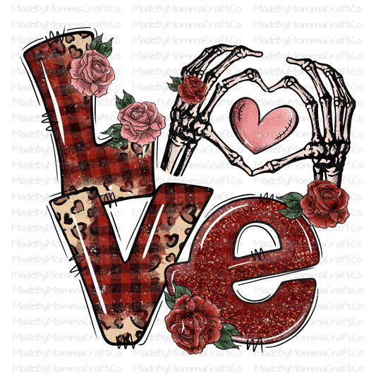 Love valentines skeleton  - Cheat Clear Waterslide™ or White Cast Sticker