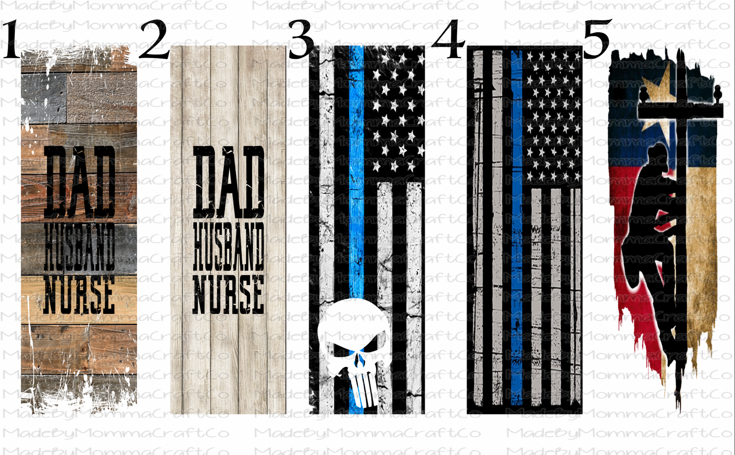 Pen wraps Dad Husband Nurse Lineman Blue Line Police Fathers Day Manly- Printed Waterslide or Digital Download Bundle