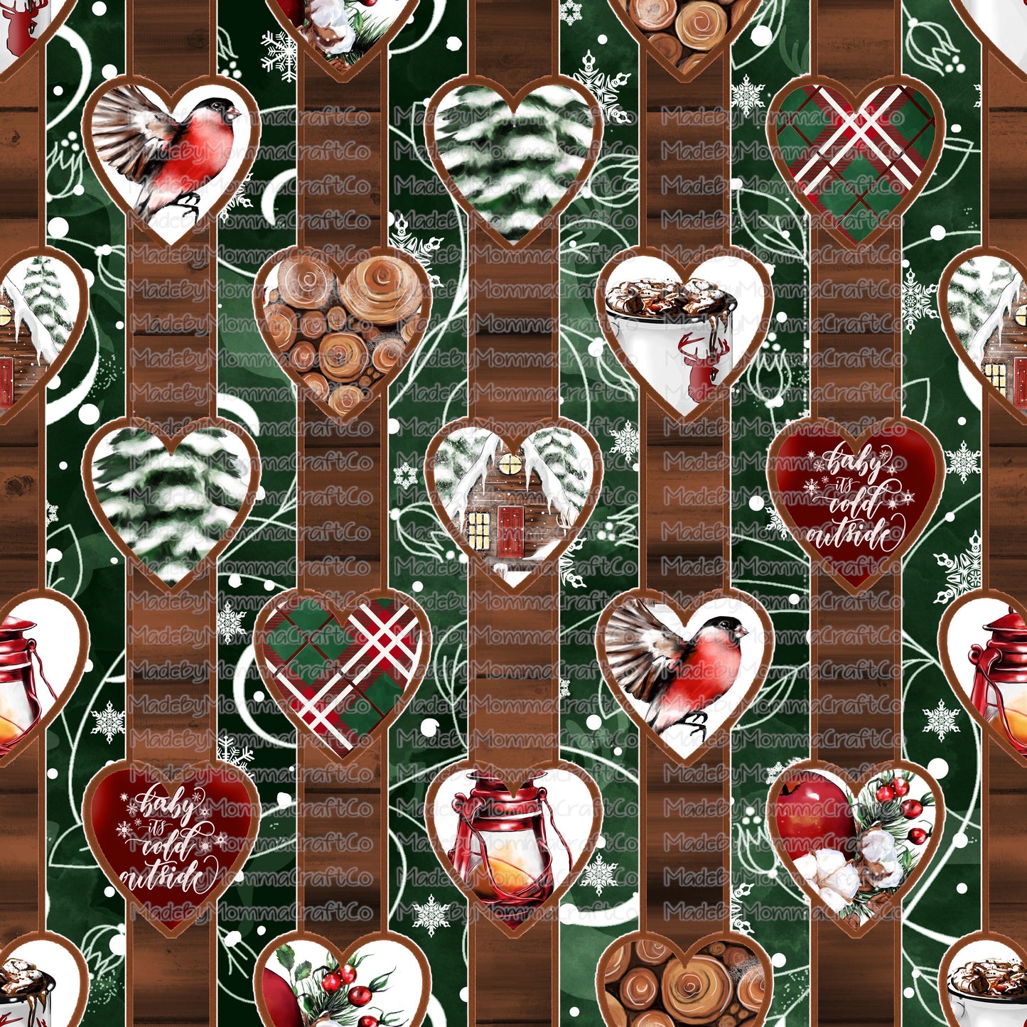 Season Favorites Christmas Tumbler Wrap - Vinyl Or Waterslide Seamless Wrap