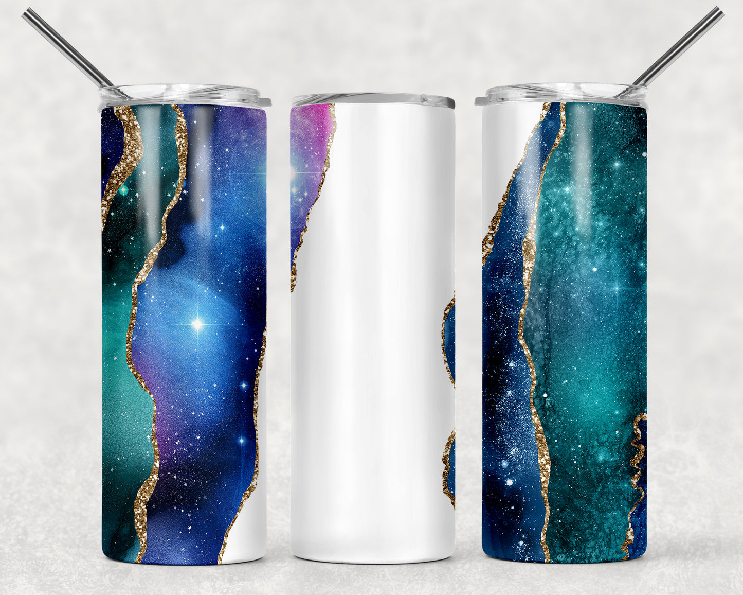 Green And Blue Galaxy Sublimation Tumbler Wrap - Or Clear Waterslide Wrap