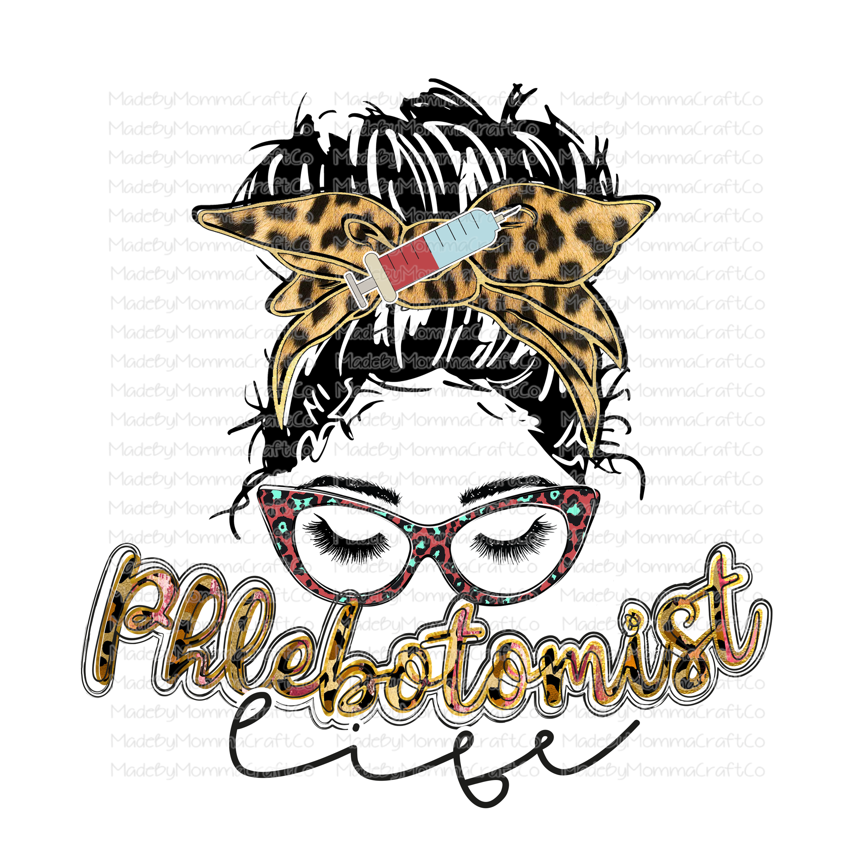 Phlebotomist - Messy Bun - Cheat Clear Waterslide™ or White Cast Sticker