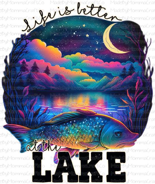 Life is better at the lake colorful neon lake life  - Cheat Clear Waterslide Decal or Digital Download