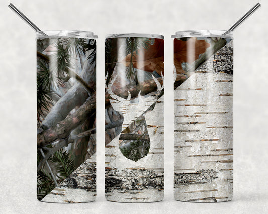 Manly Camo Buck Woodgrain Sublimation Tumbler Wrap - Or Clear Waterslide Wrap