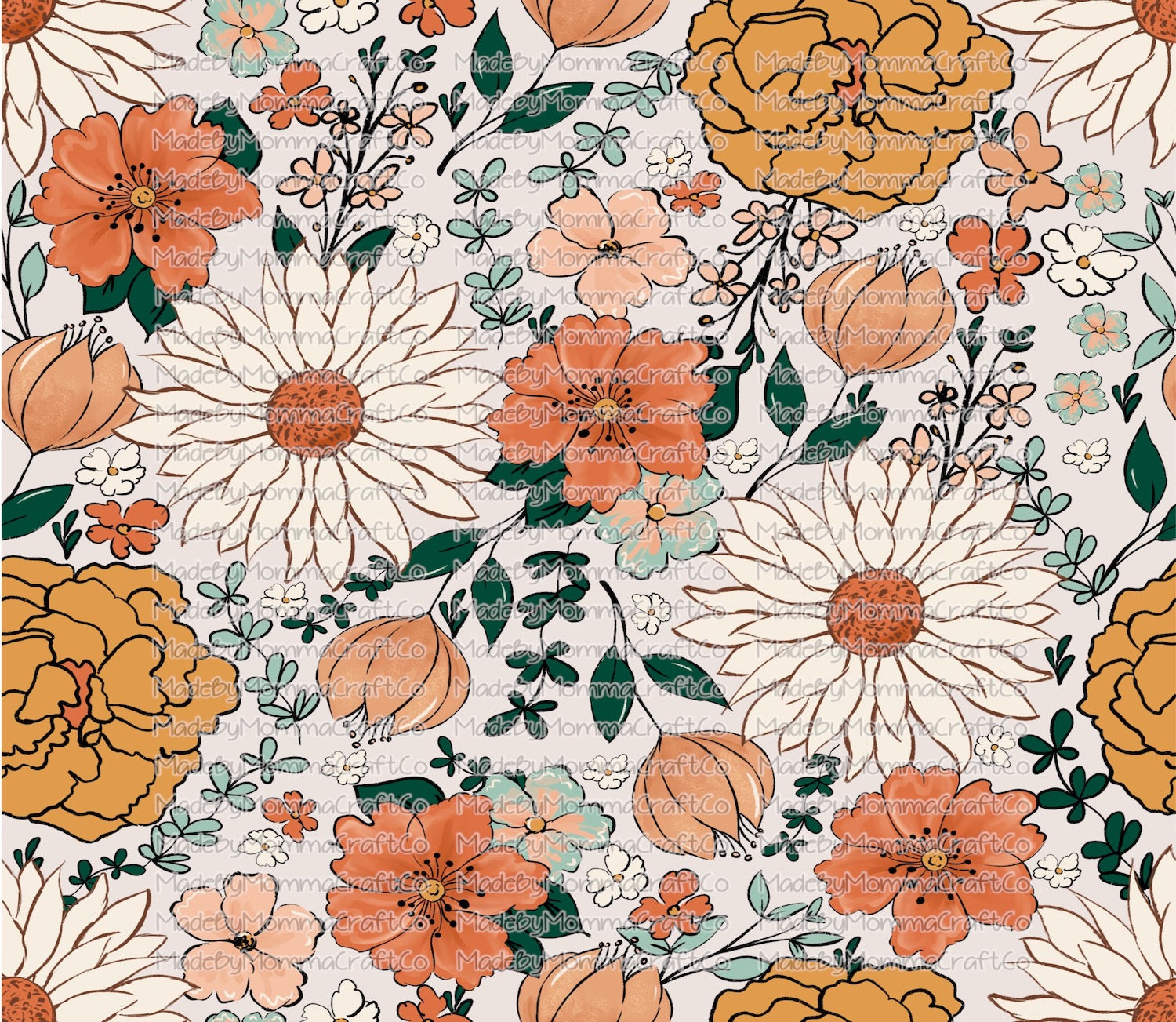 Vintage Floral Sublimation or Waterslide Wrap - 20oz and 30oz