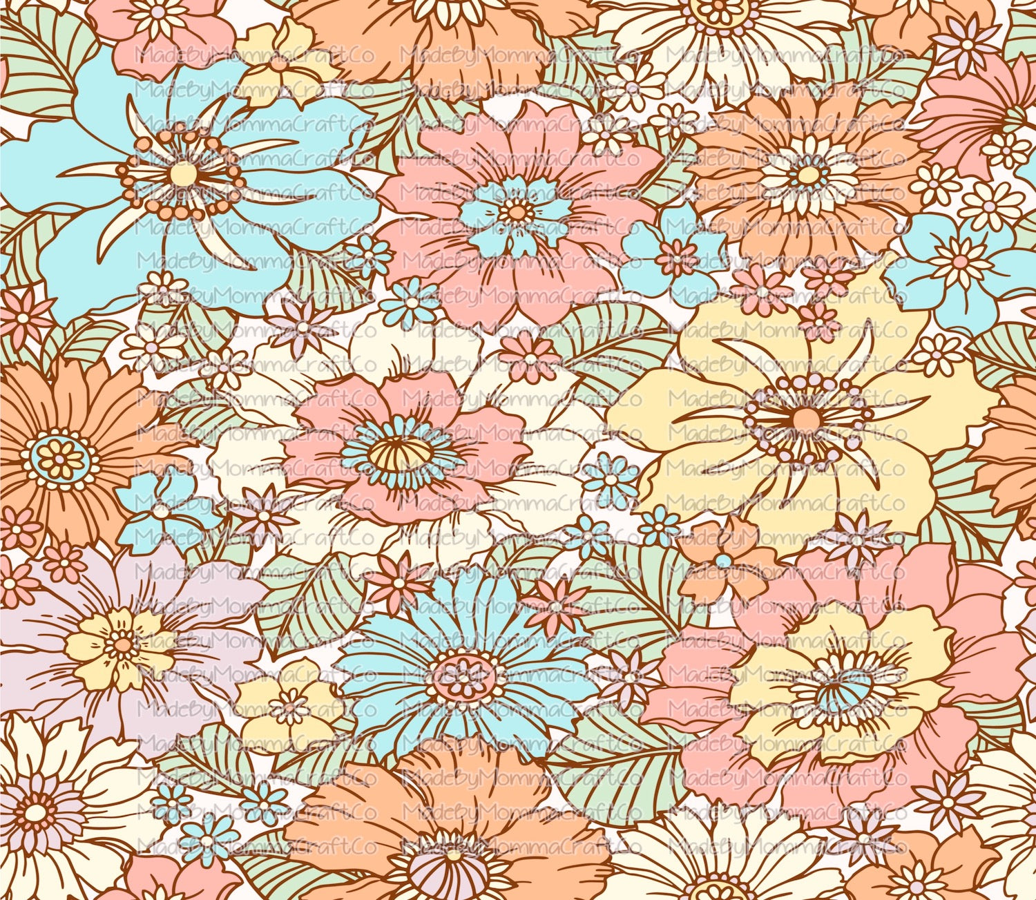 Floral Pastels Sublimation or Waterslide Wrap - 20oz and 30oz