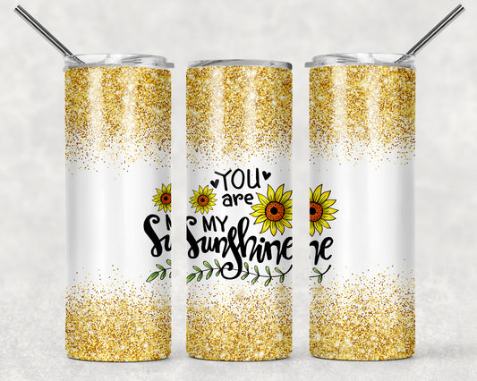 You Are My Sunshine Glitter Sublimation Tumbler Wrap - Or Clear Waterslide Wrap