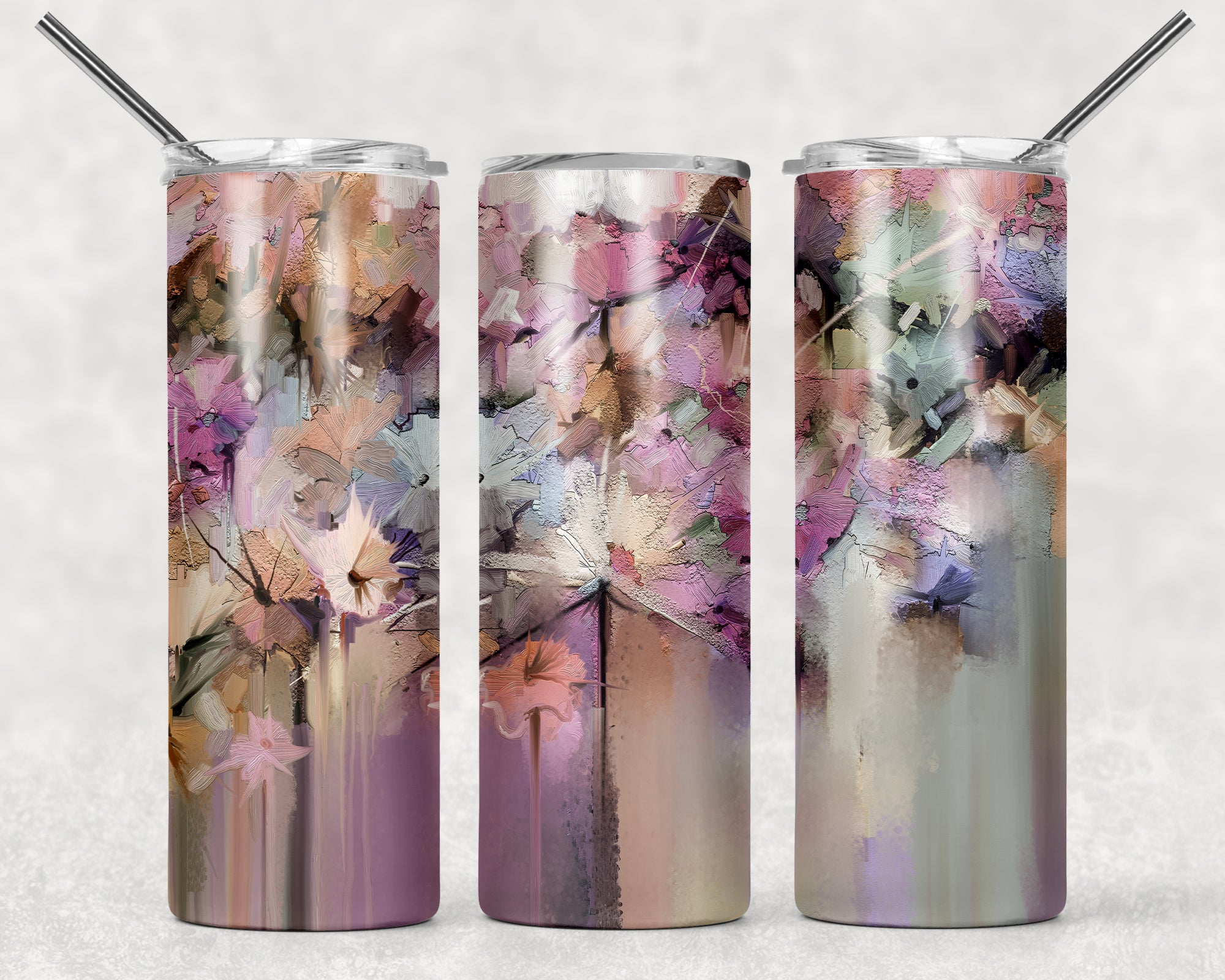 Abstract Floral Sublimation Tumbler Wrap - Or Clear Waterslide Wrap