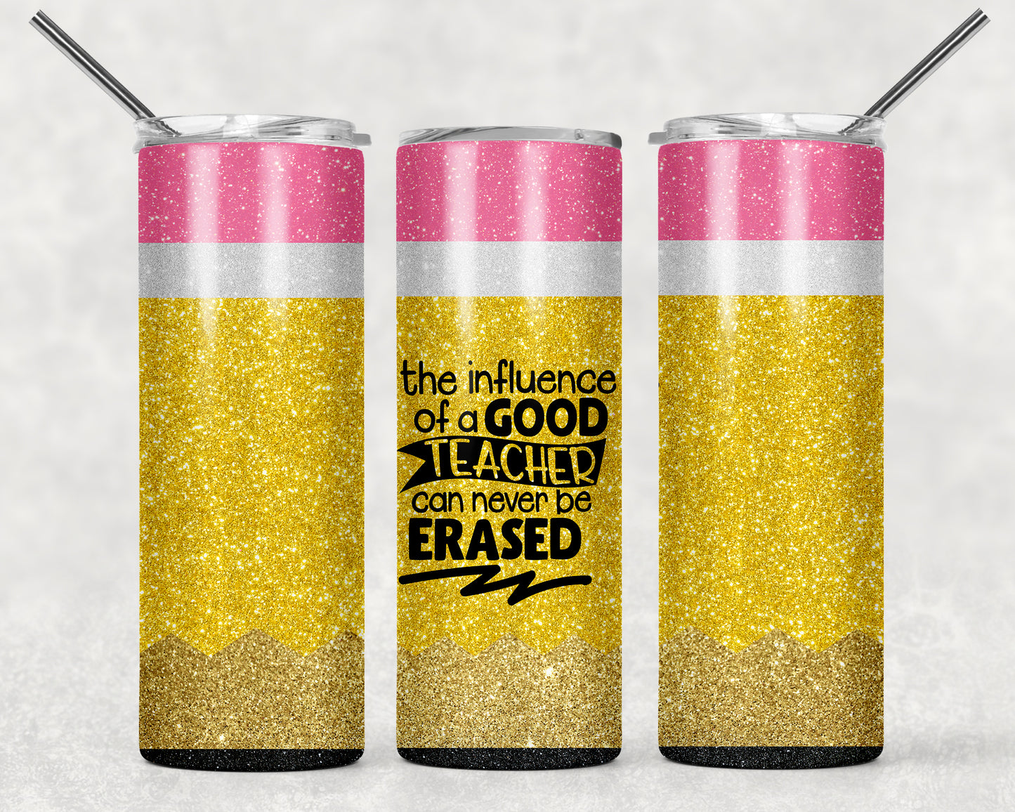 Influence Of A Good Teacher Glitter Pencil Sublimation Tumbler Wrap - Or Clear Waterslide Wrap