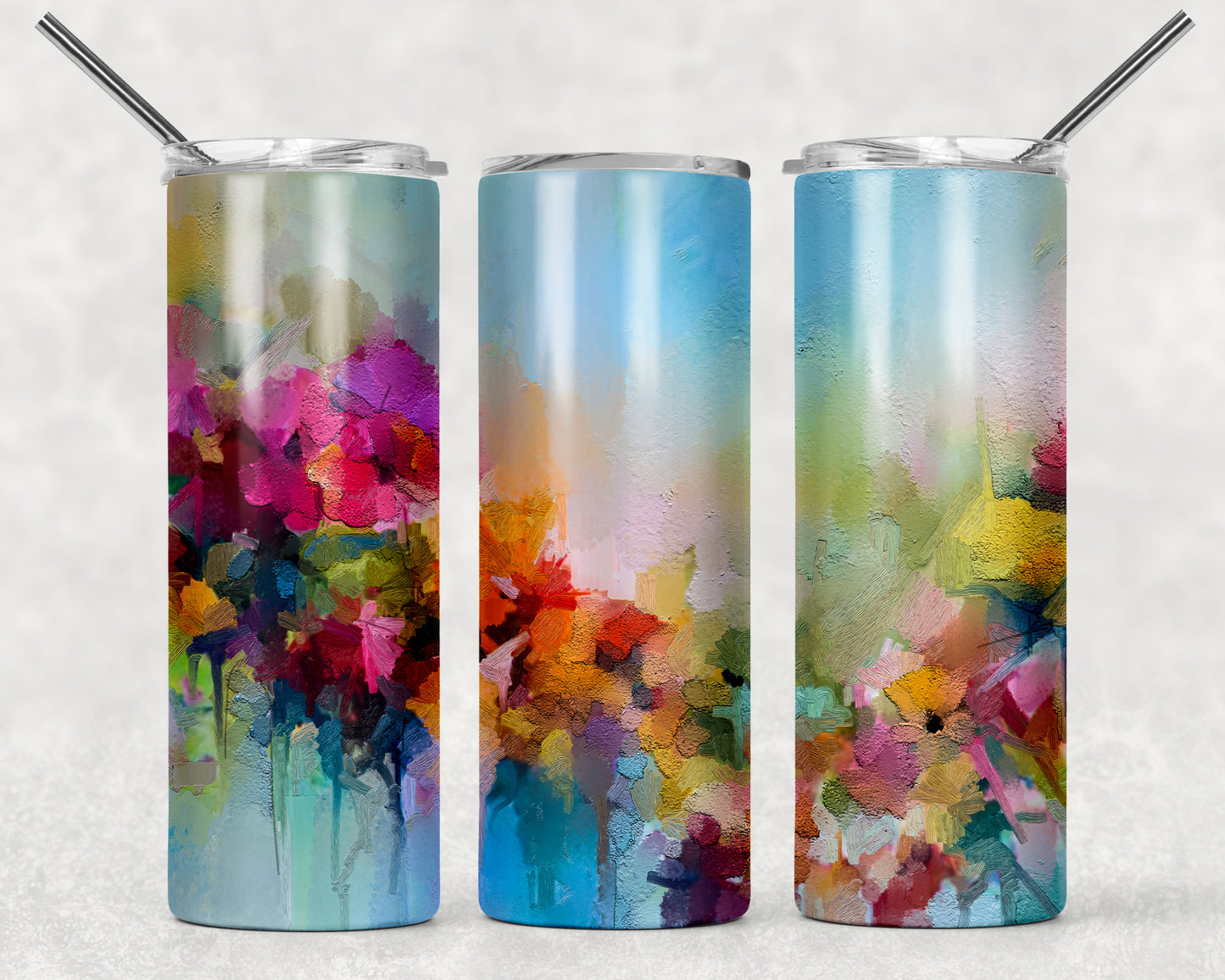 Abstract Floral Sublimation Tumbler Wrap - Or Clear Waterslide Wrap