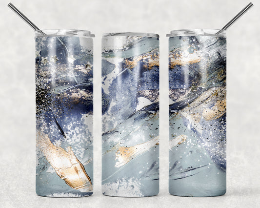 Blue And Grey Marble Sublimation Tumbler Wrap - Or Clear Waterslide Wrap