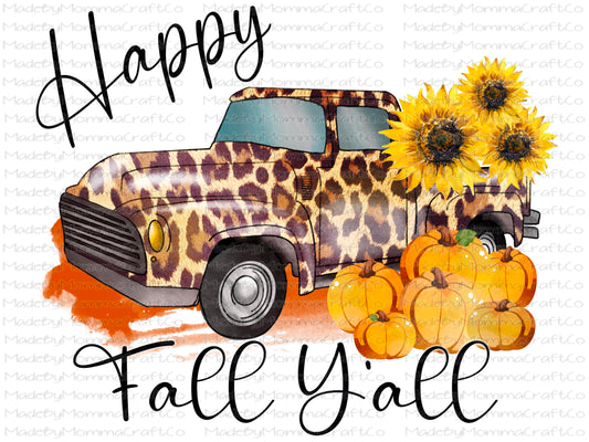 Happy fall y’all leopard truck -Cheat Clear Waterslide™ or White Cast Sticker or Digital Download