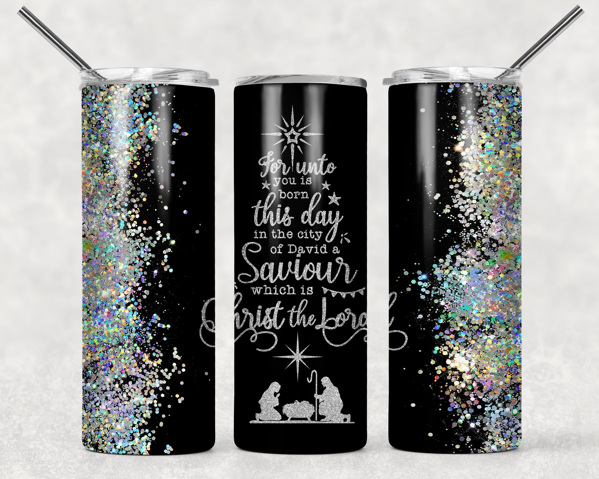 Christian Christ The Lord Glitter Sublimation Tumbler Wrap - Or Clear Waterslide Wrap