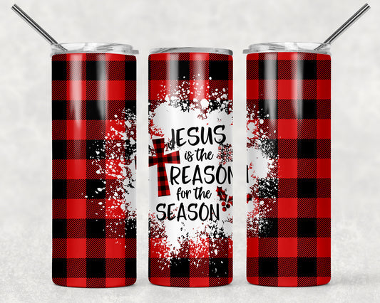 Christian Jesus Is The Reason Plaid Sublimation Tumbler Wrap - Or Clear Waterslide Wrap