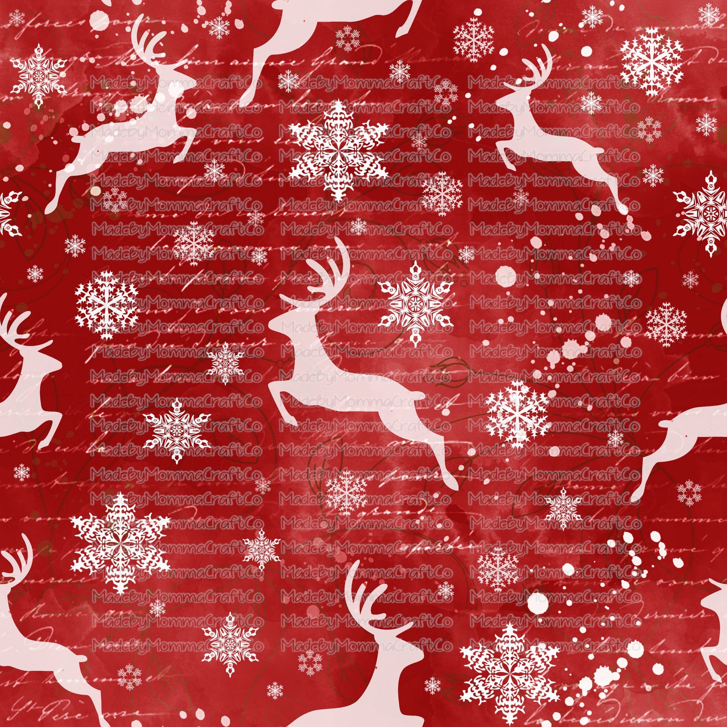 Red Reindeer Christmas Tumbler Wrap - Vinyl Or Waterslide Seamless Wrap