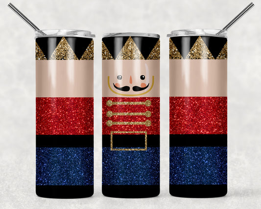 Nutcracker Red And Blue Glitter Sublimation Tumbler Wrap - Or Clear Waterslide Wrap