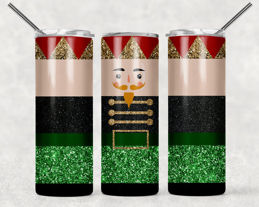 Nutcracker Black And Green Glitter Sublimation Tumbler Wrap - Or Clear Waterslide Wrap