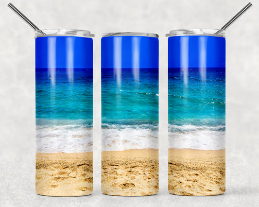 Vibrant Beach Sublimation Tumbler Wrap - Or Clear Waterslide Wrap