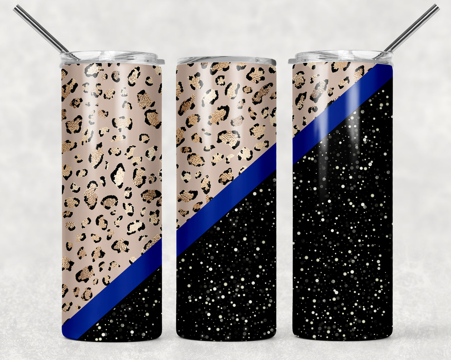 Leopard Black Glitter Sublimation Tumbler Wrap - Or Clear Waterslide Wrap