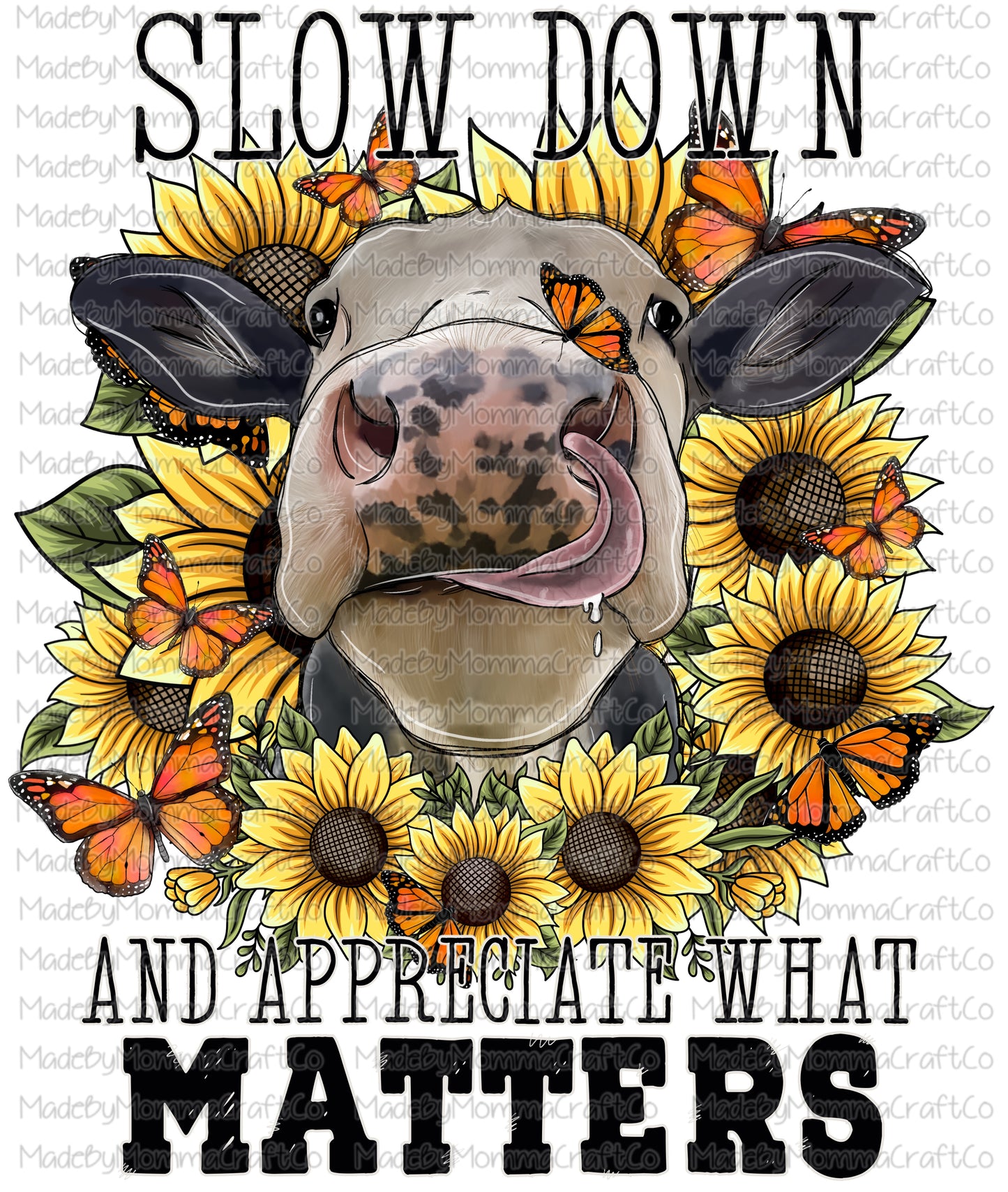 Appreciate what matters sunflower butterfly heifer cow  - Cheat Clear Waterslide Decal or Digital Download