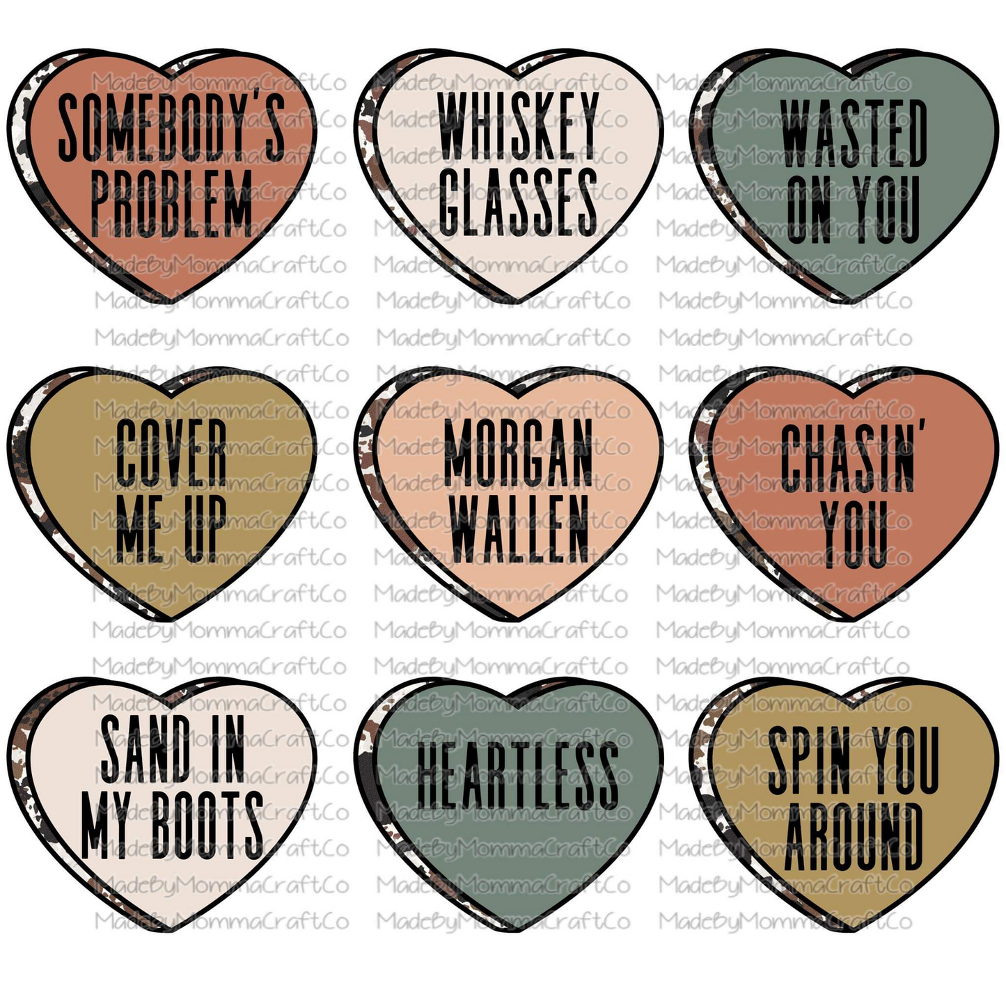 Conversation hearts country western -Cheat Clear Waterslide™ or White Cast Sticker or sublimation print