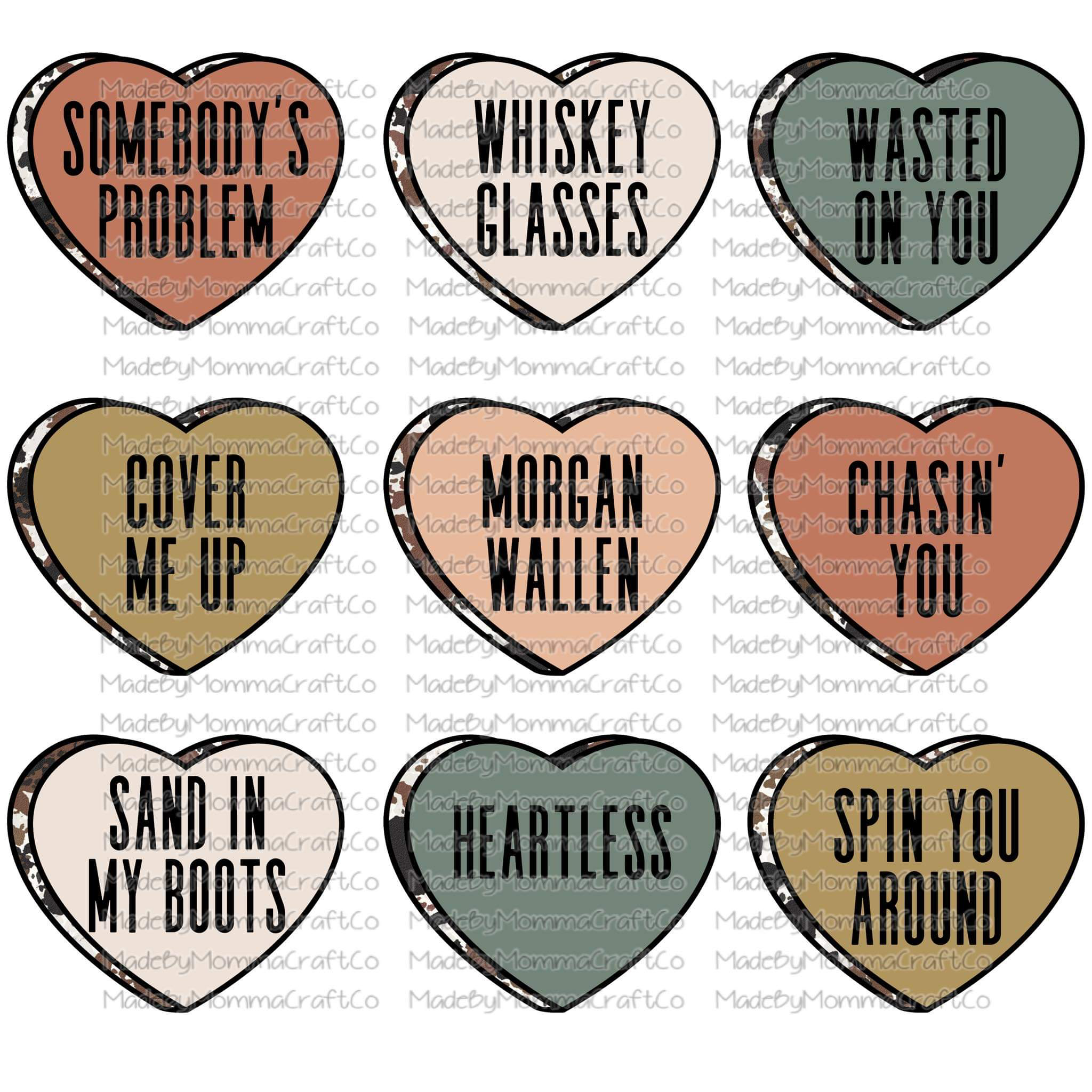 Conversation hearts country western -Cheat Clear Waterslide™ or White Cast Sticker or sublimation print