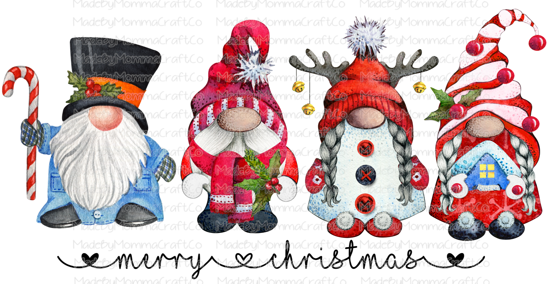 Gnomes Merry Christmas  - Cheat Clear Waterslide™ or White Cast Sticker