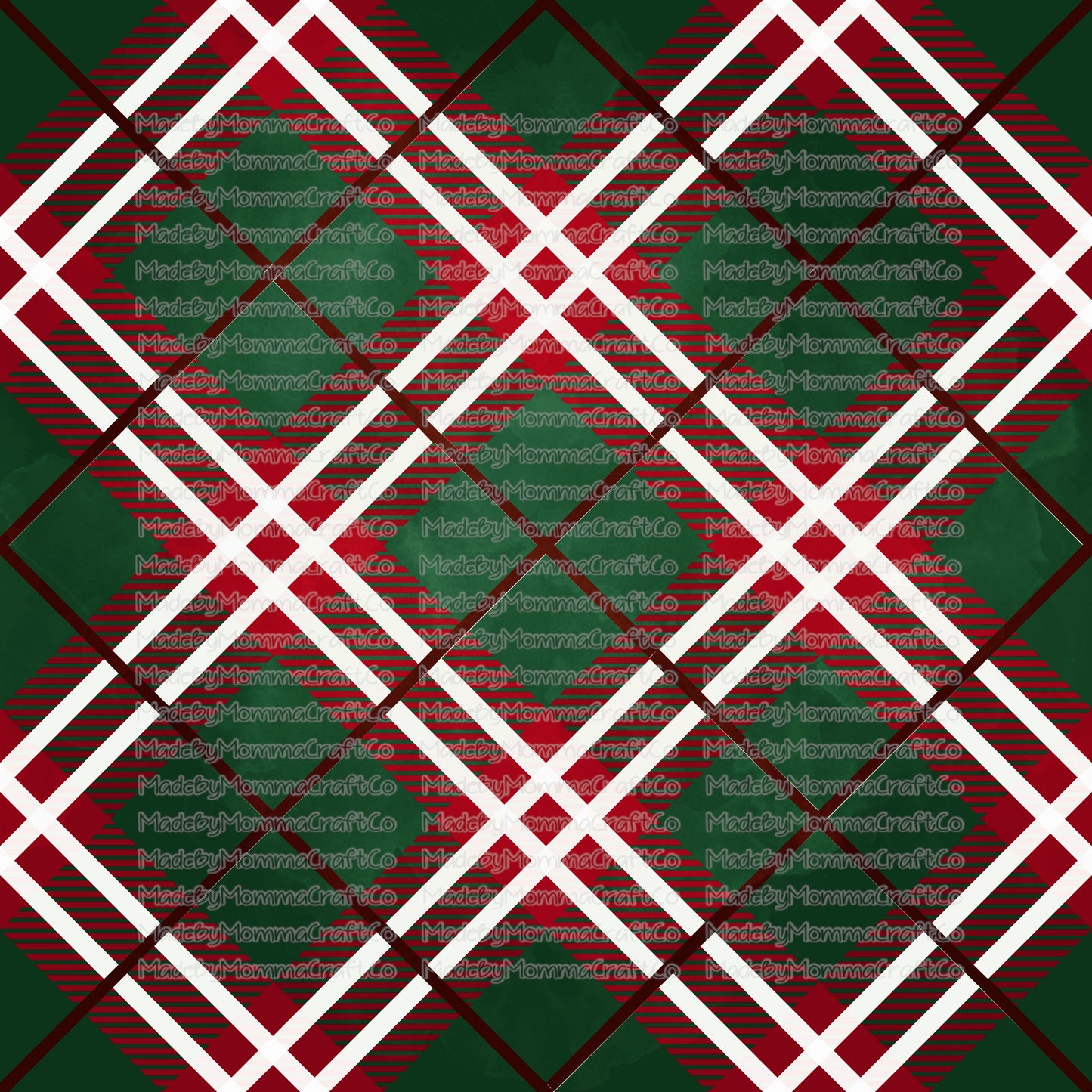 Red and Green Plaid Christmas Tumbler Wrap - Vinyl Or Waterslide Seamless Wrap