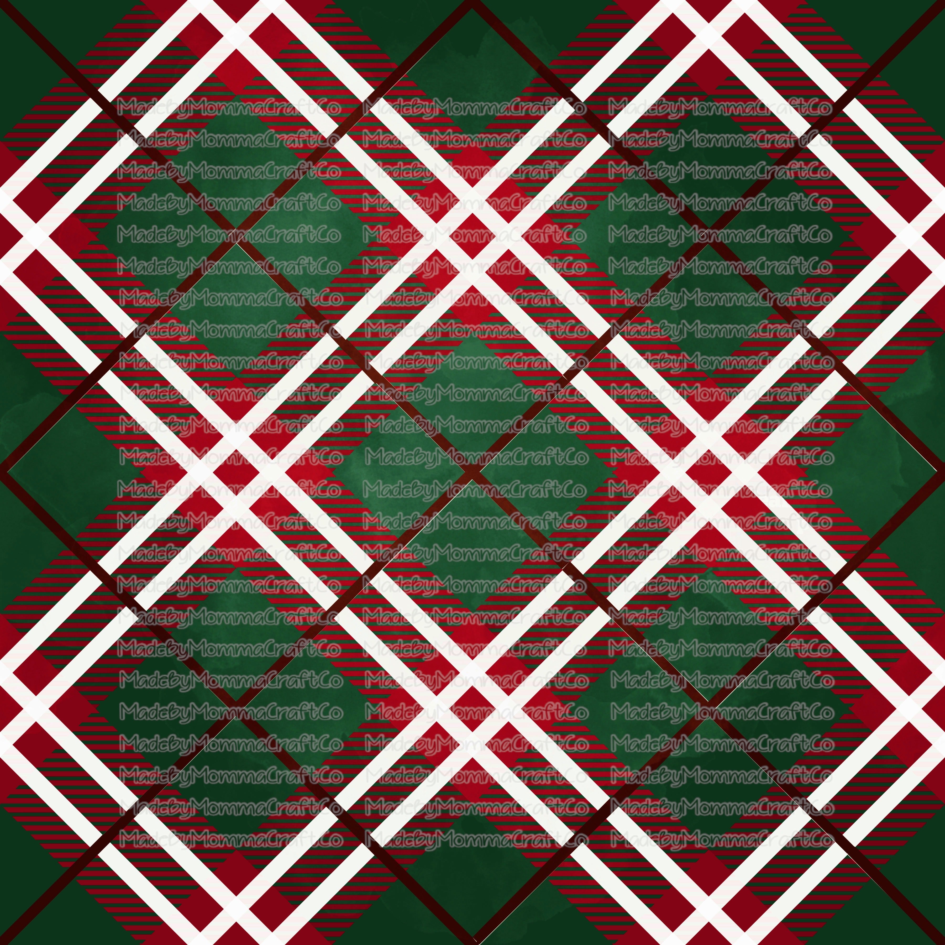 Red and Green Plaid Christmas Tumbler Wrap - Vinyl Or Waterslide Seamless Wrap