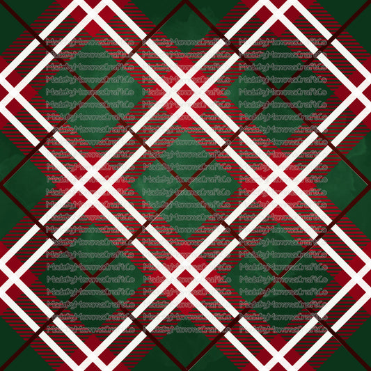 Red and Green Plaid Christmas Tumbler Wrap - Vinyl Or Waterslide Seamless Wrap