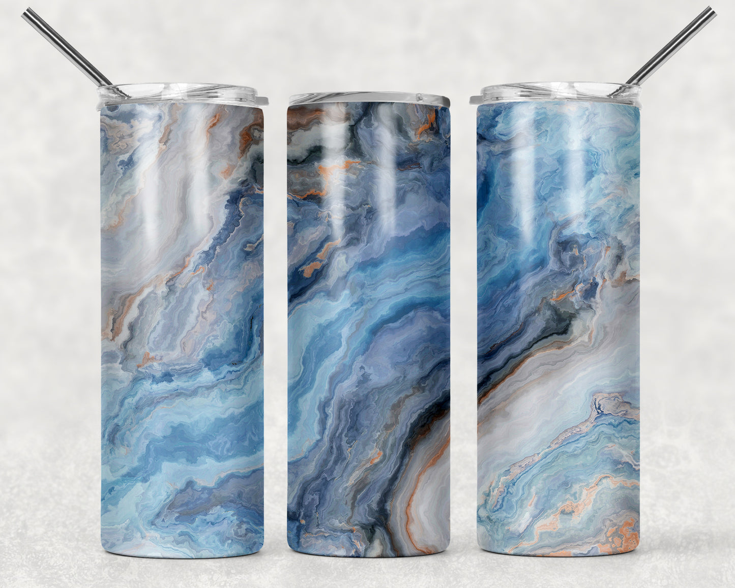 Blue And Gray Marble Sublimation Tumbler Wrap - Or Clear Waterslide Wrap