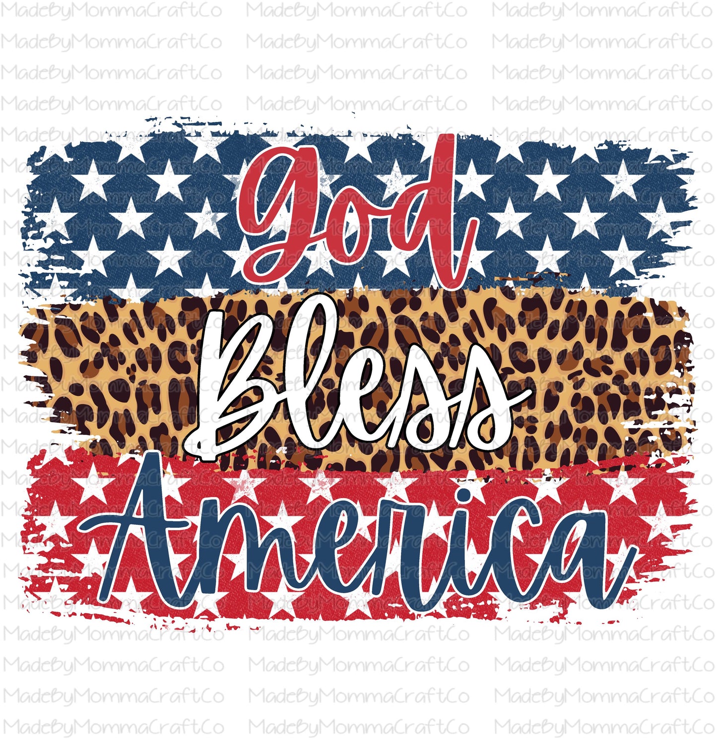 God Bless America Leopard Brush Strokes - Cheat Clear Waterslide™ or White Cast Sticker