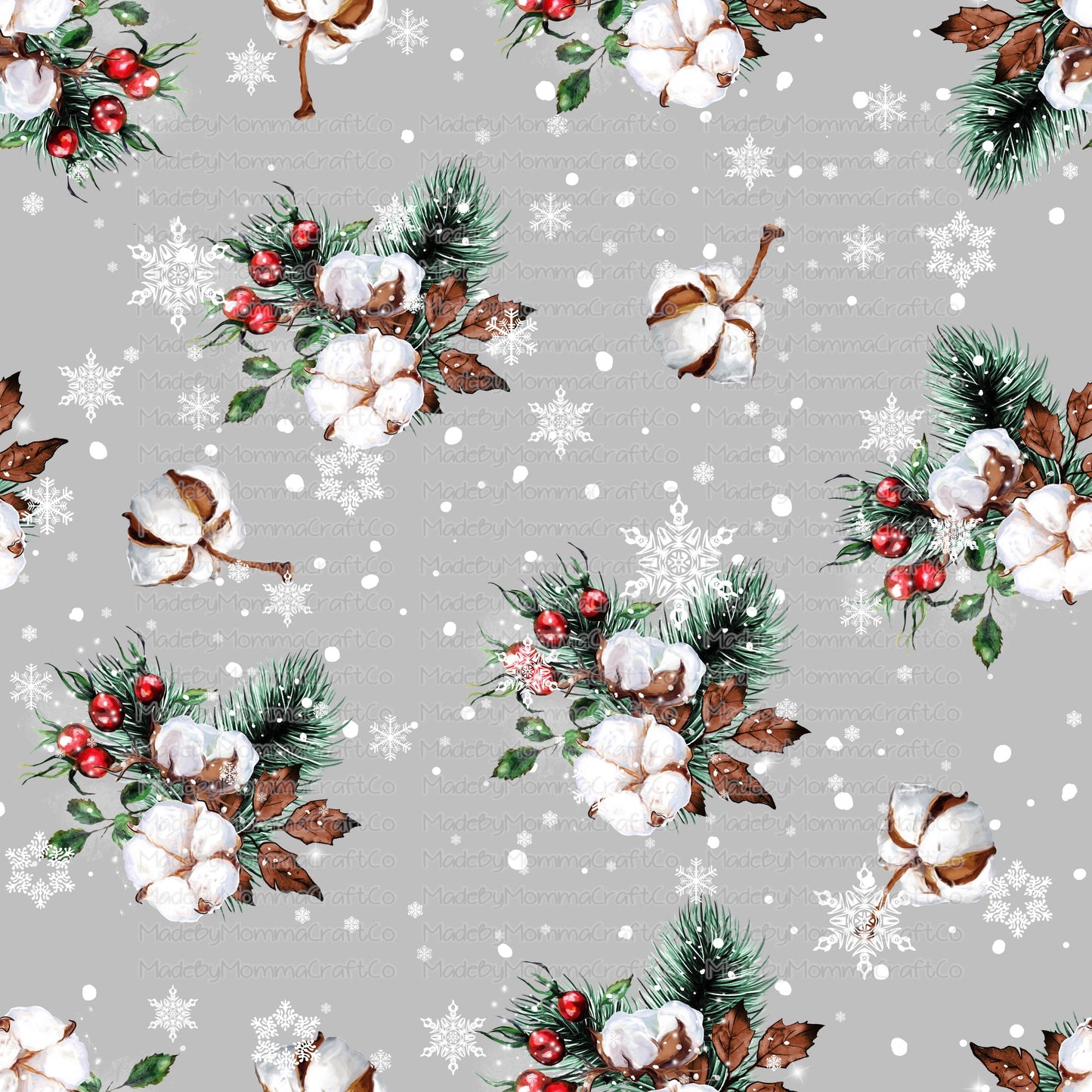 Cotton Sprigs Christmas Tumbler Wrap - Vinyl Or Waterslide Seamless Wrap