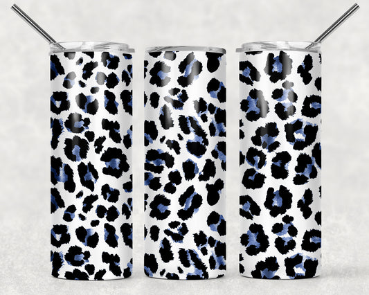 Black And Blue Leopard Sublimation Tumbler Wrap - Or Clear Waterslide Wrap