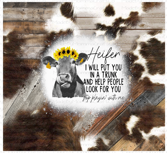 Heifer Western Cowhide Mix Sublimation Tumbler Wrap - Or Clear Waterslide Wrap -Or Digital Download