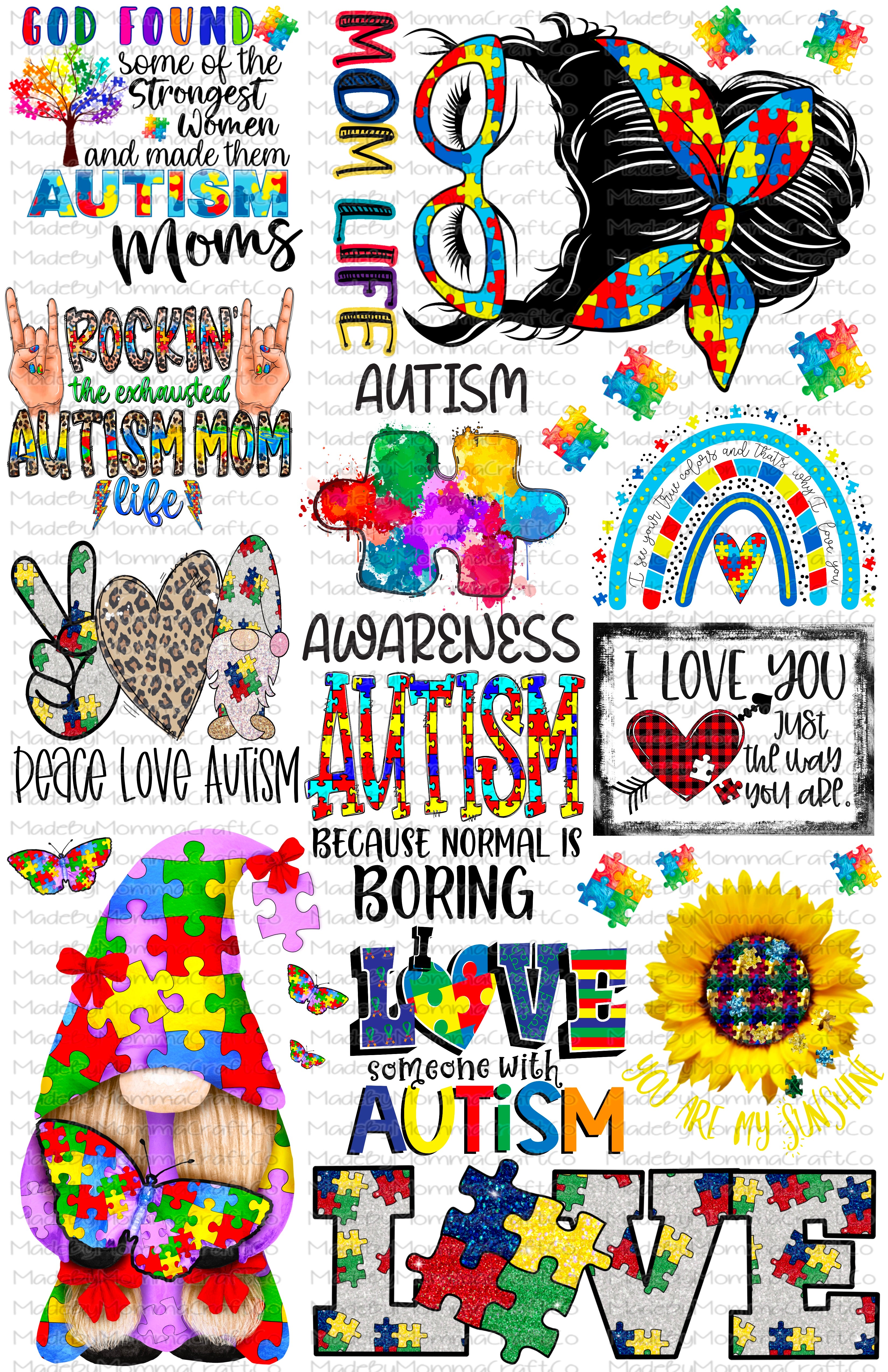 Autism Awareness Cheat Clear Waterslide ™ Gang Sheet