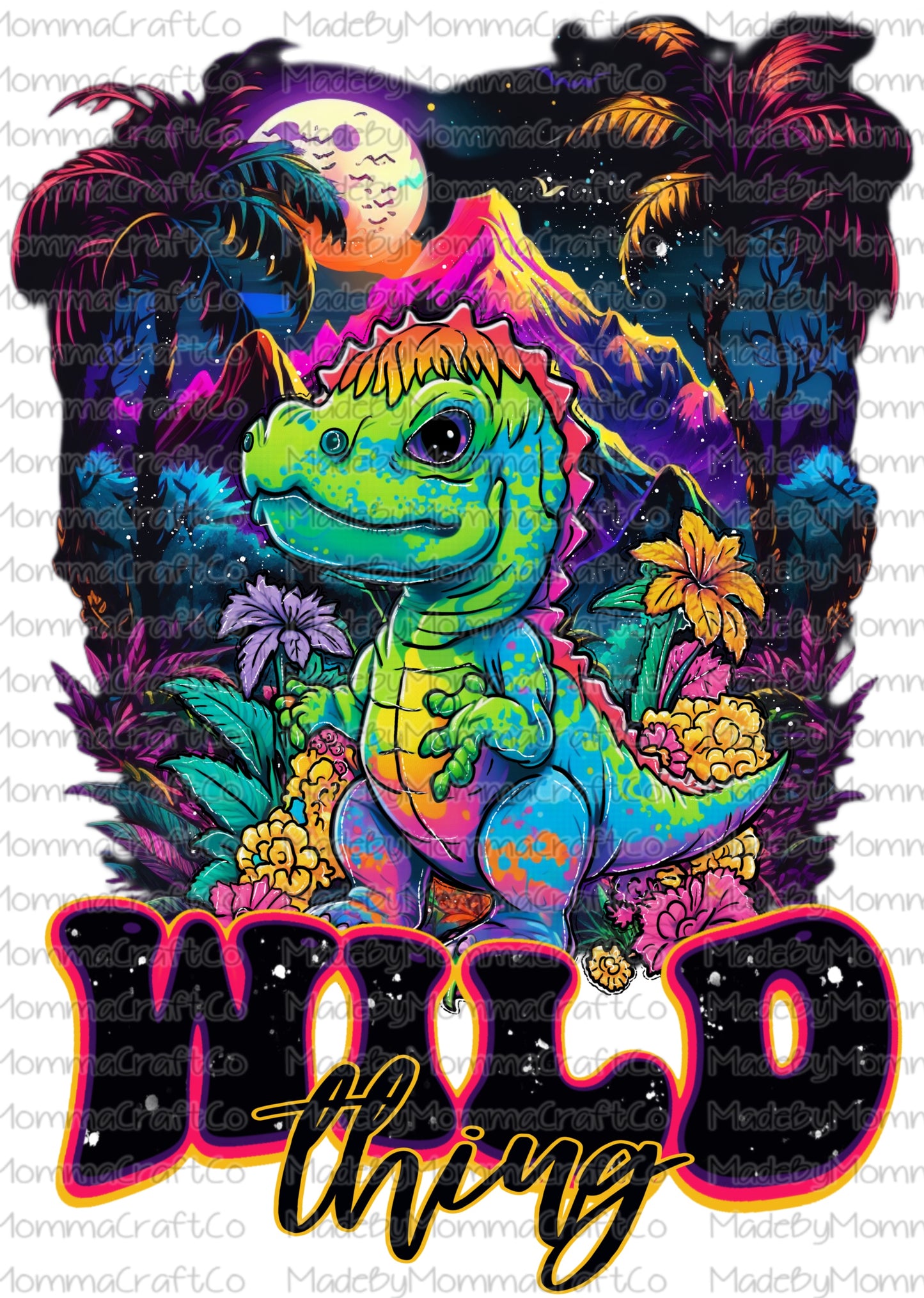 Wild thing Dinosaur colorful neon kid design - Cheat Clear Waterslide Decal or Digital Download