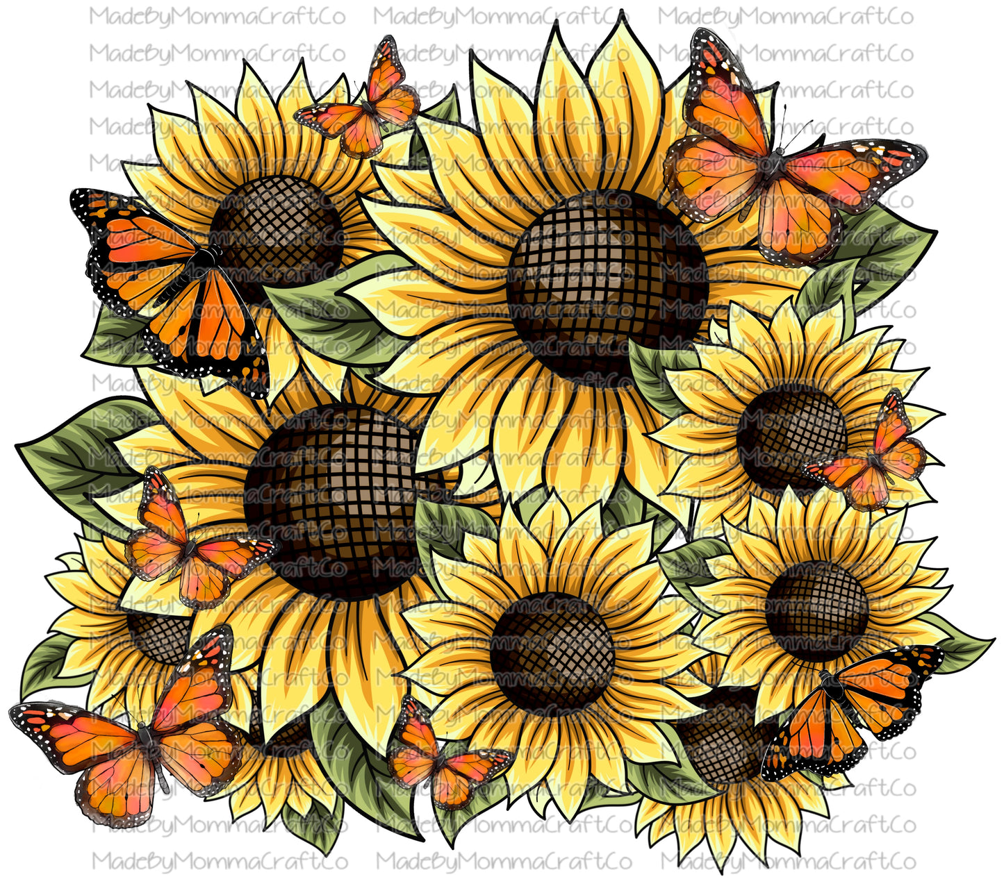 Sunflowers and Butterflies  - Cheat Clear Waterslide Decal or Digital Download