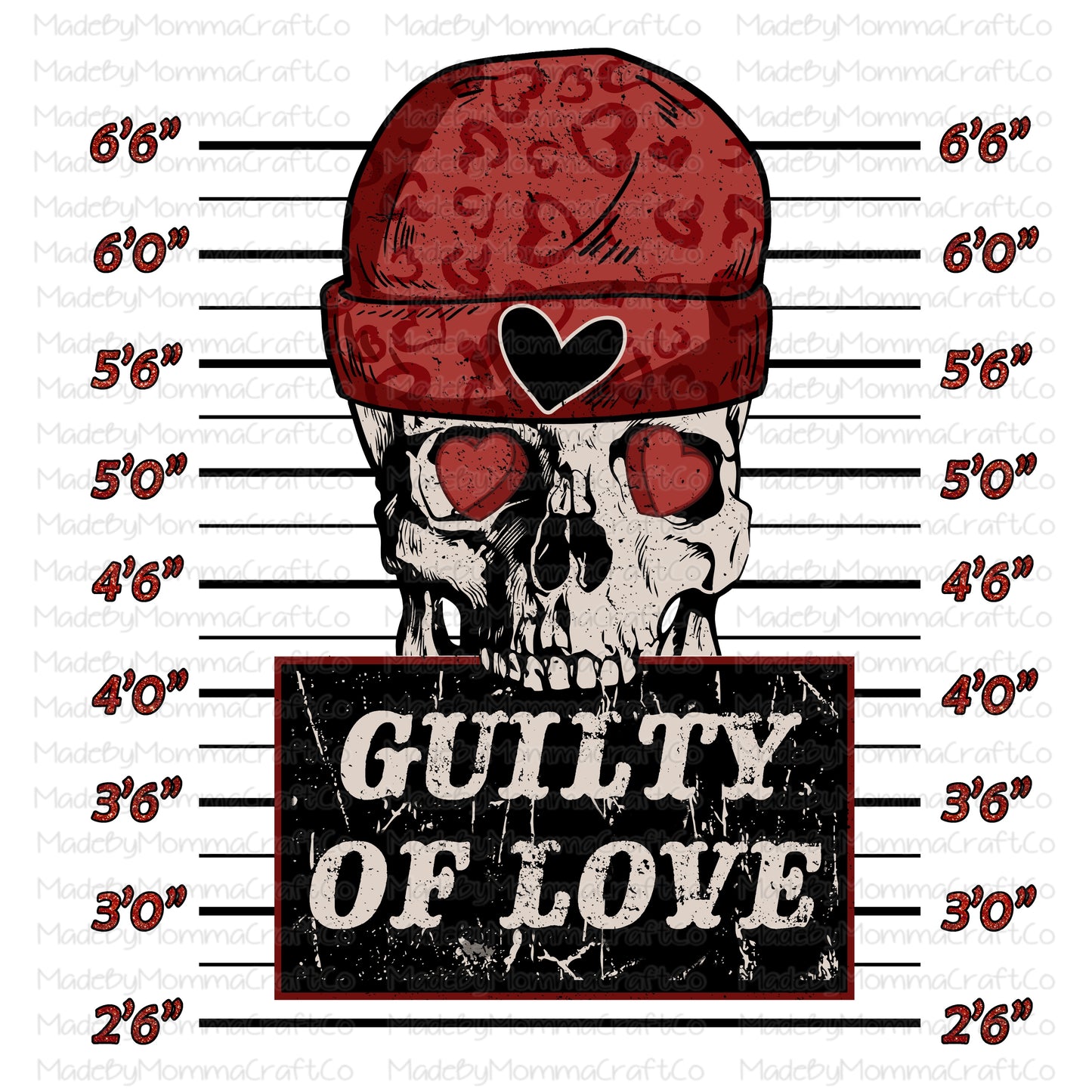 Guilty of love valentines skeleton  - Cheat Clear Waterslide™ or White Cast Sticker