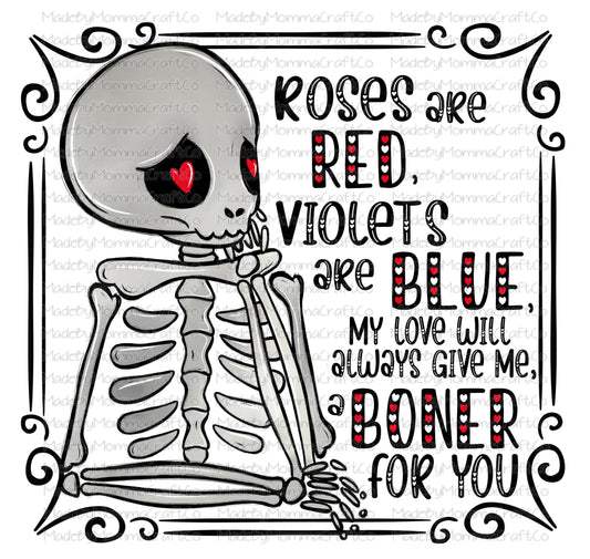 Boner Skeleton humor Valentines Day - Waterslide Decal or Digital Download
