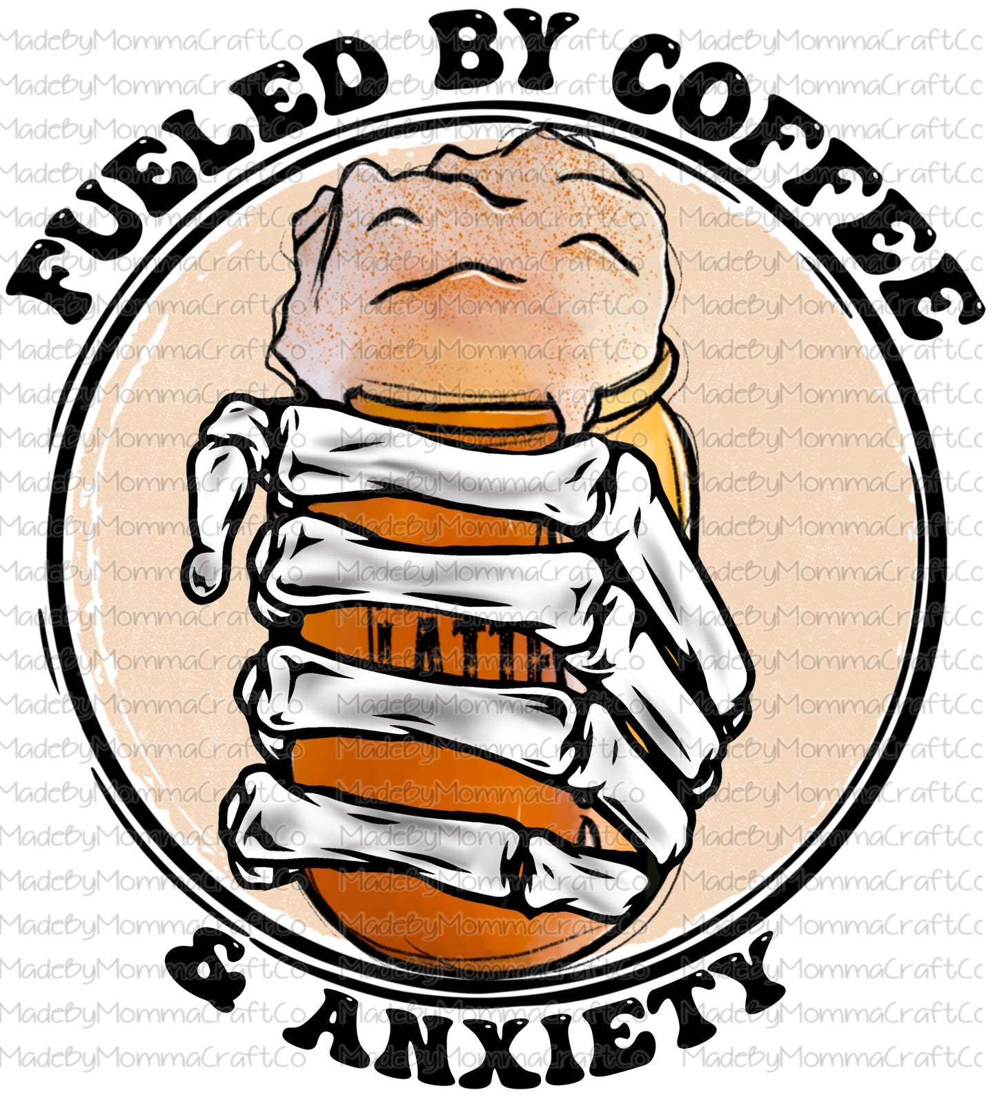 Fueled by coffee and anxiety - retro wavy font - Sublimation Set or Digital Download